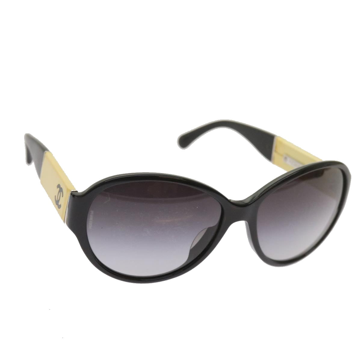 CHANEL Sunglasses Plastic Black White CC Auth 67173