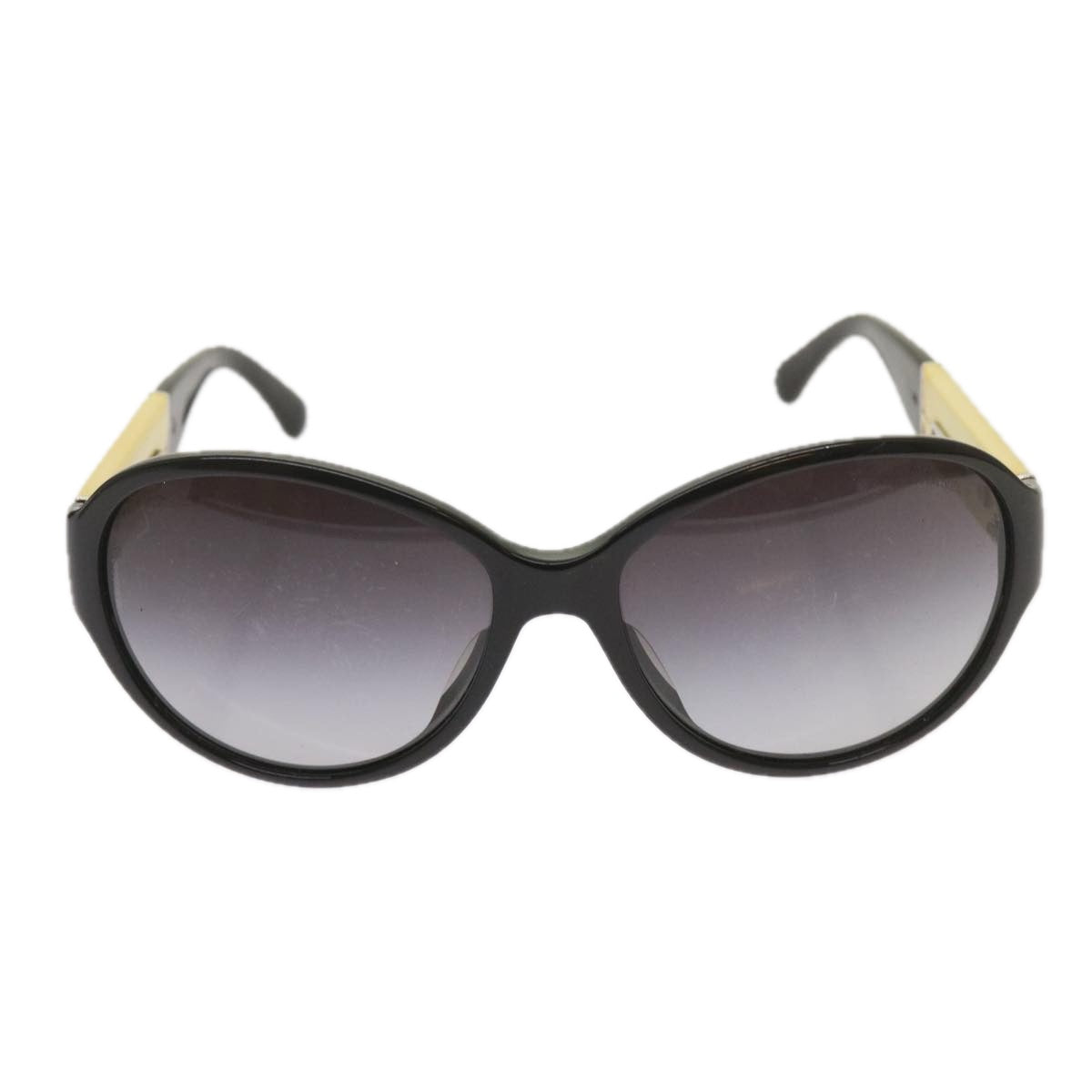 CHANEL Sunglasses Plastic Black White CC Auth 67173 - 0