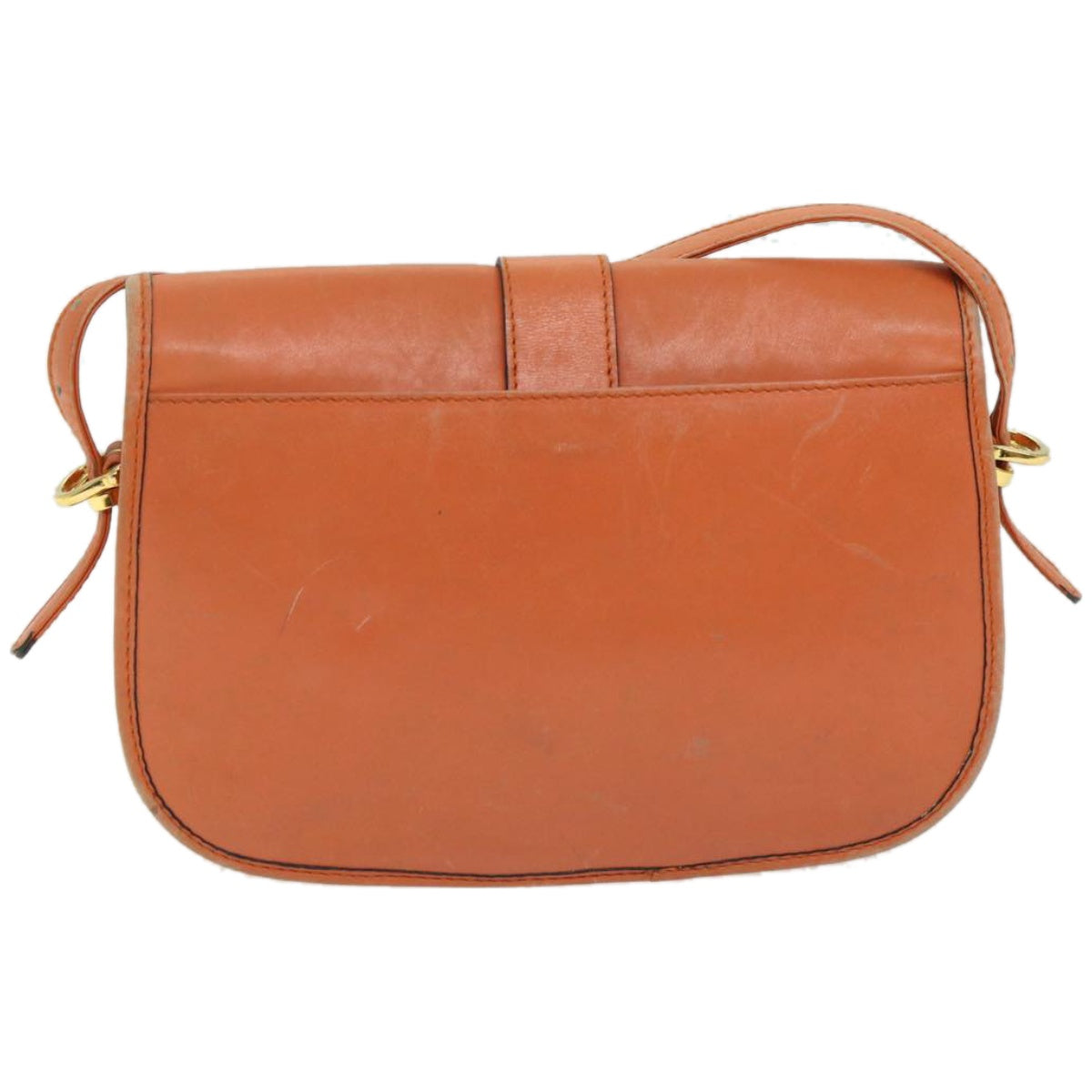 CELINE Shoulder Bag Leather Orange Auth 67182 - 0