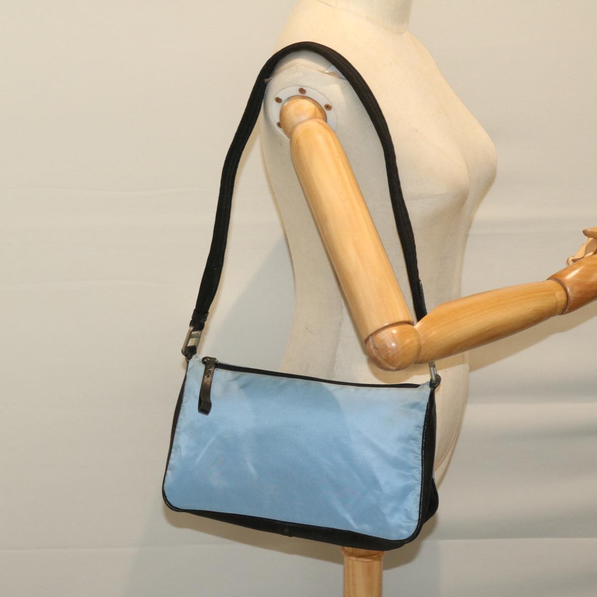 PRADA Shoulder Bag Nylon Light Blue Auth 67213