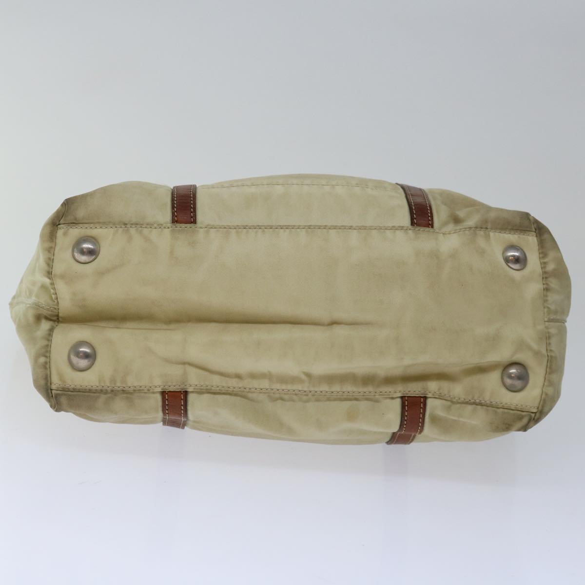 PRADA Hand Bag Nylon Beige Auth 67215