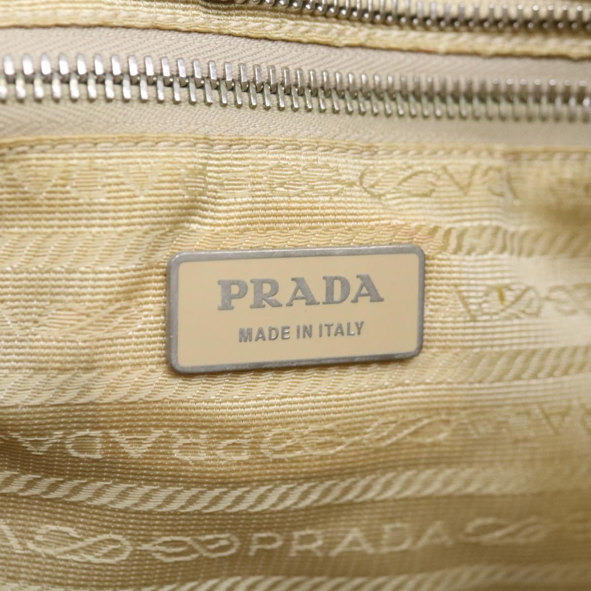 PRADA Hand Bag Nylon Beige Auth 67215