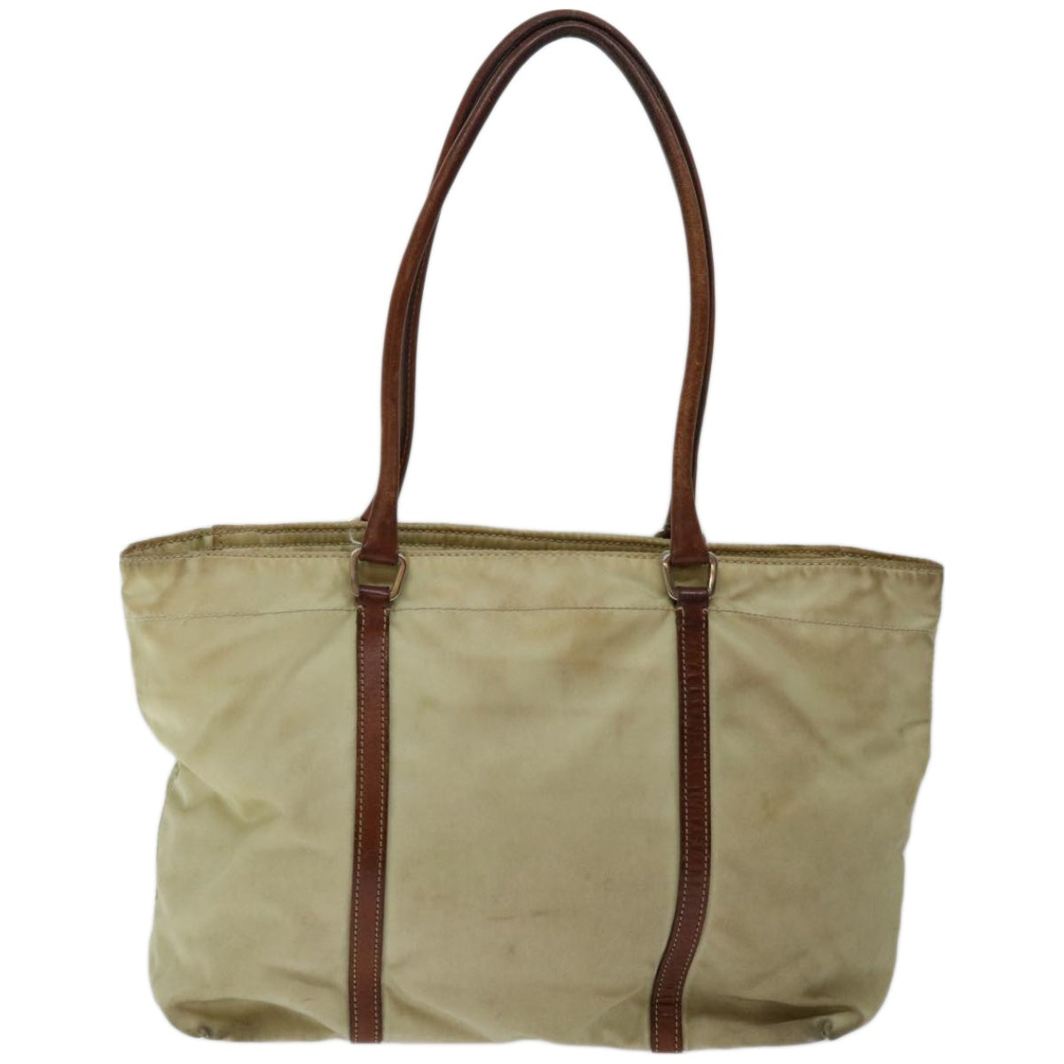 PRADA Hand Bag Nylon Beige Auth 67215 - 0