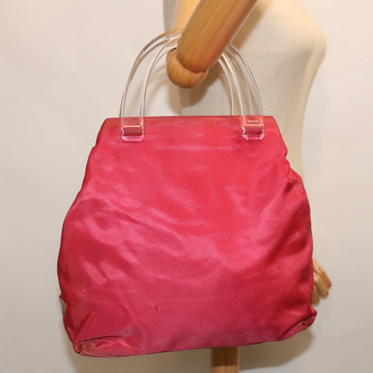 PRADA Hand Bag Nylon Pink Auth 67235