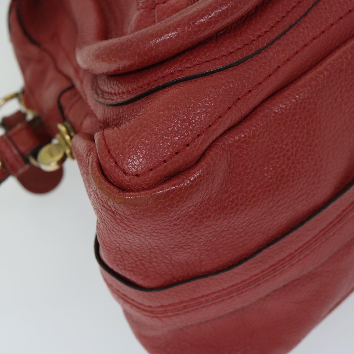 Chloe Paraty Hand Bag Leather Red Auth 67266