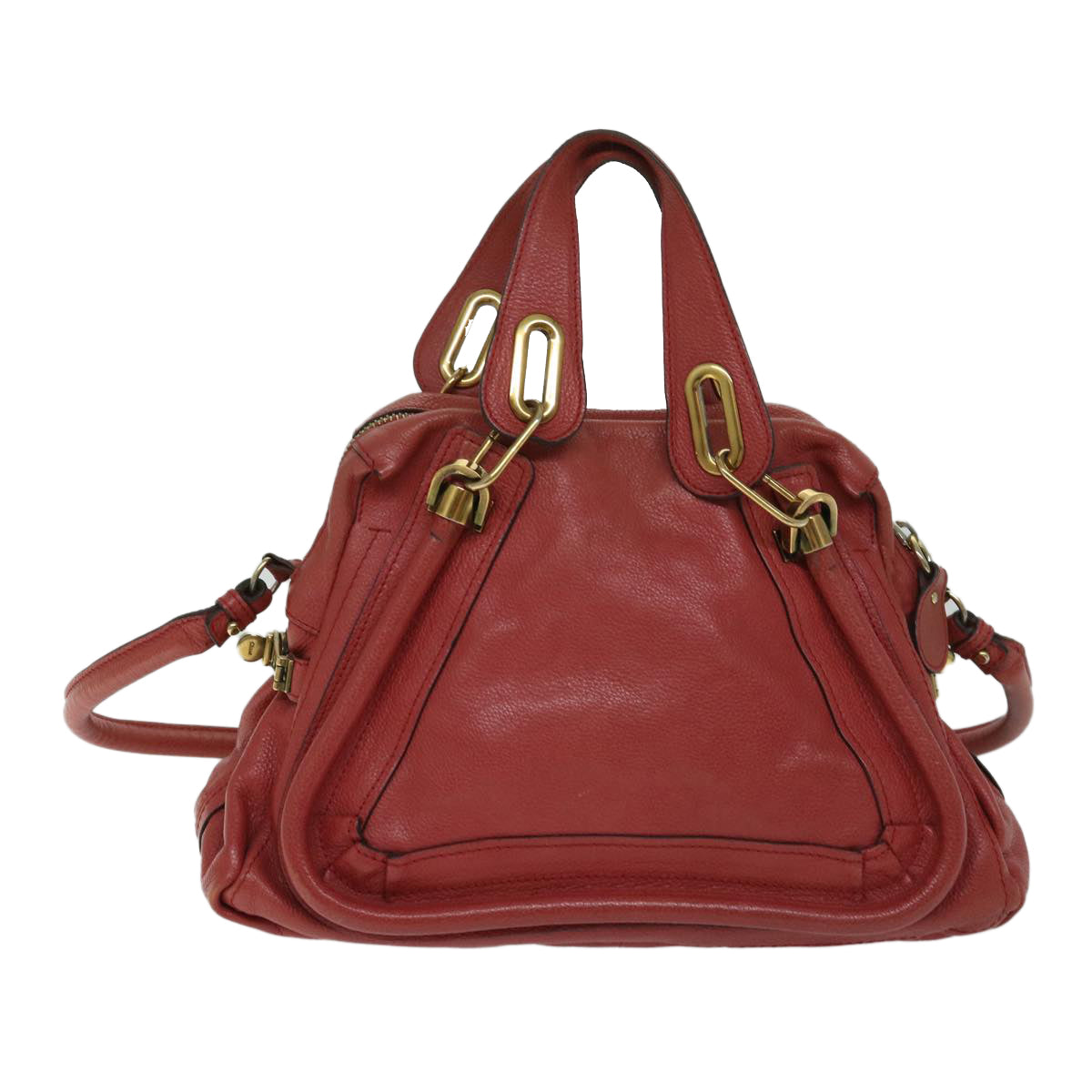 Chloe Paraty Hand Bag Leather Red Auth 67266 - 0