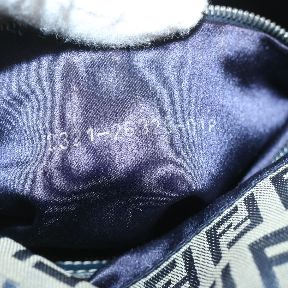 FENDI Zucchino Canvas Mamma Baguette Shoulder Bag Navy Auth 67267