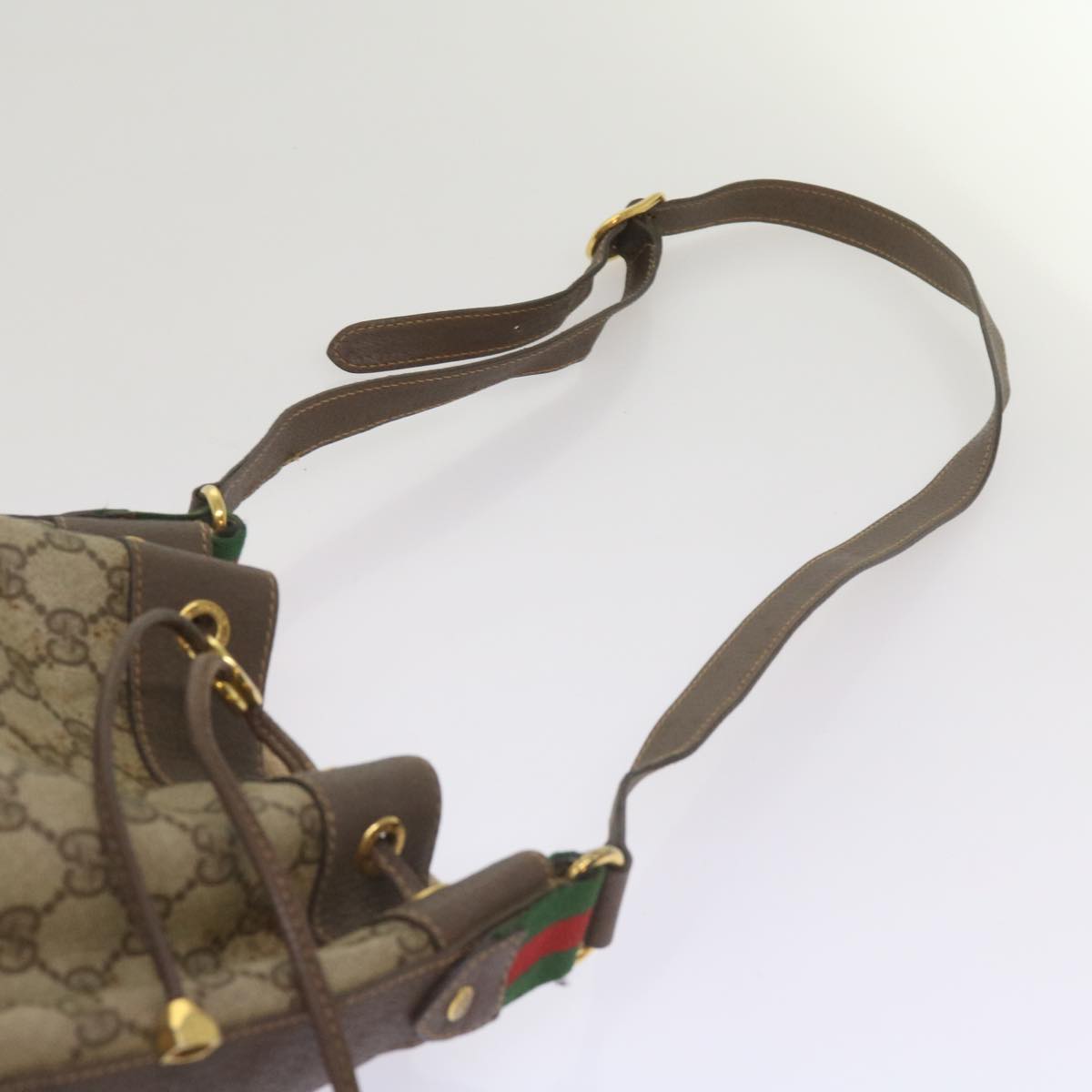 GUCCI GG Supreme Web Sherry Line Shoulder Bag PVC Beige 164 02 034 Auth 67288