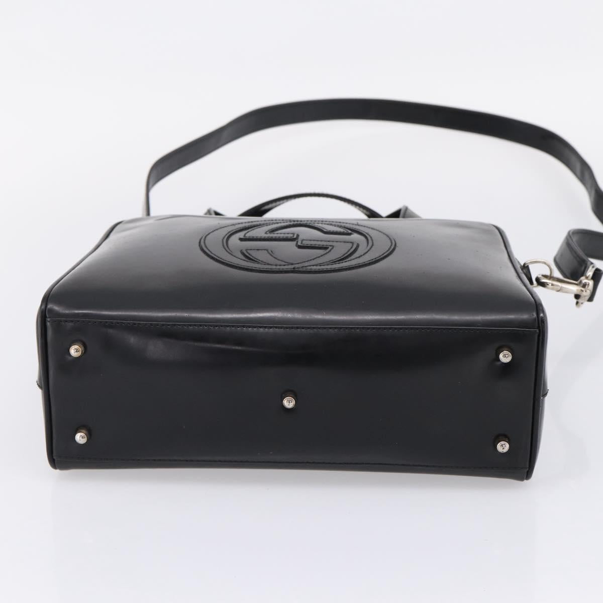 GUCCI Hand Bag Patent leather 2way Black Silver Auth 67289 | Brand 