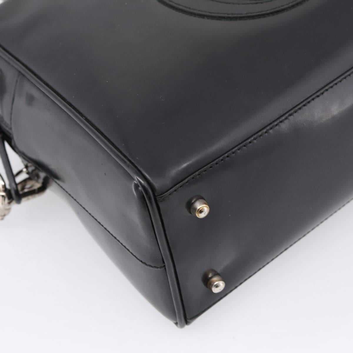 GUCCI Hand Bag Patent leather 2way Black Silver Auth 67289 | Brand 