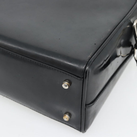 GUCCI Hand Bag Patent leather 2way Black Silver Auth 67289