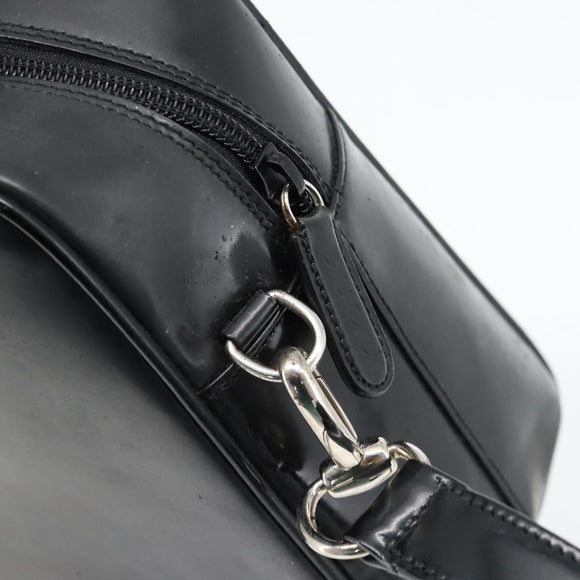 GUCCI Hand Bag Patent leather 2way Black Silver Auth 67289