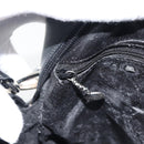 GUCCI Hand Bag Patent leather 2way Black Silver Auth 67289-21