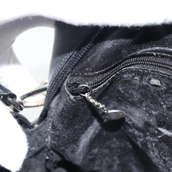 GUCCI Hand Bag Patent leather 2way Black Silver Auth 67289