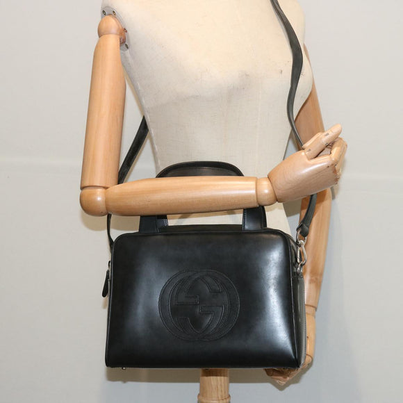 GUCCI Hand Bag Patent leather 2way Black Auth 67289