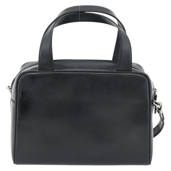 GUCCI Hand Bag Patent leather 2way Black Silver Auth 67289