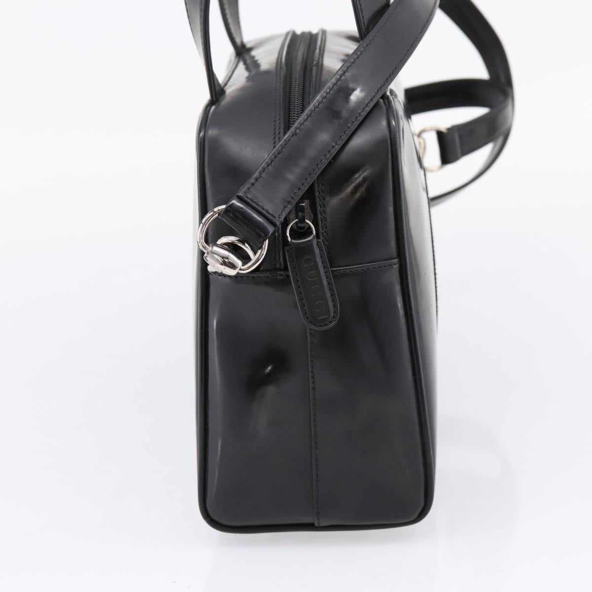 GUCCI Hand Bag Patent leather 2way Black Silver Auth 67289 | Brand 
