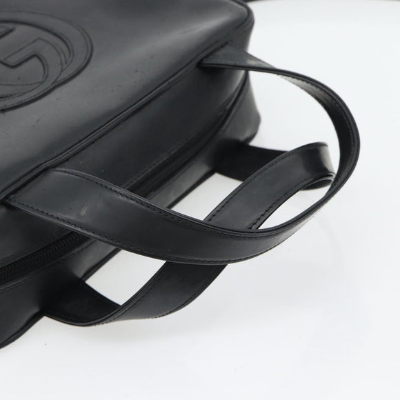 GUCCI Hand Bag Patent leather 2way Black Silver Auth 67289
