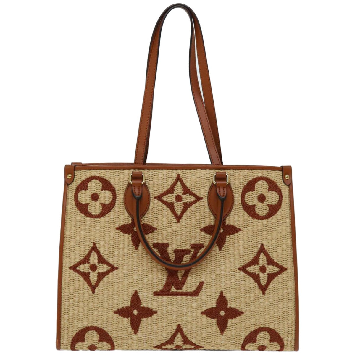 LOUIS VUITTON Monogram Raffia On The Go MM Bag 2way Beige M57707 LV Auth 67307S - 0