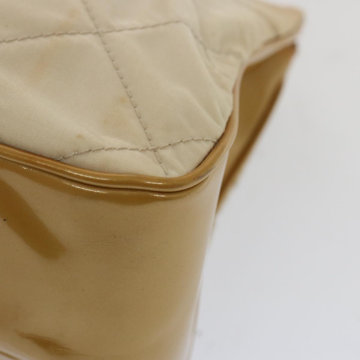 PRADA Hand Bag Nylon Cream Auth 67324
