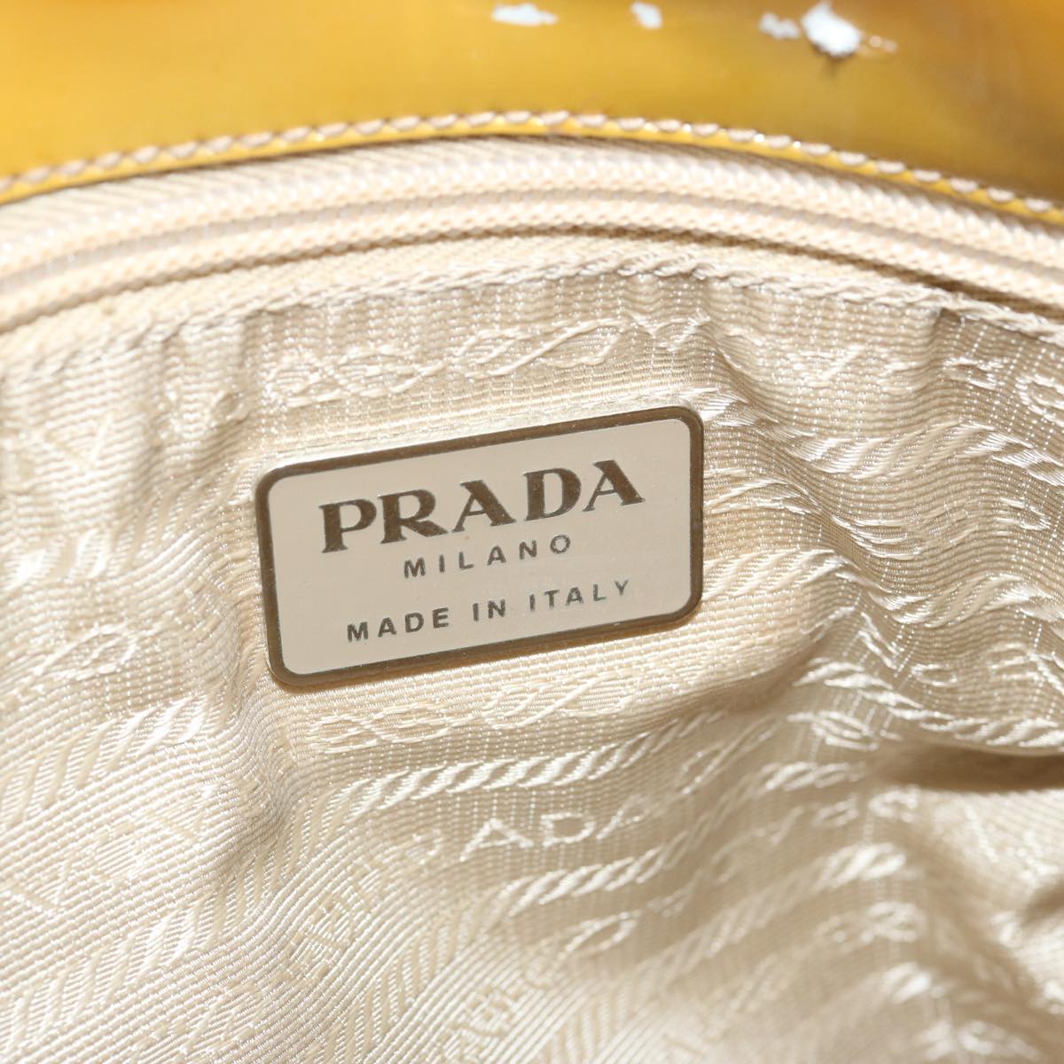 PRADA Hand Bag Nylon Cream Auth 67324