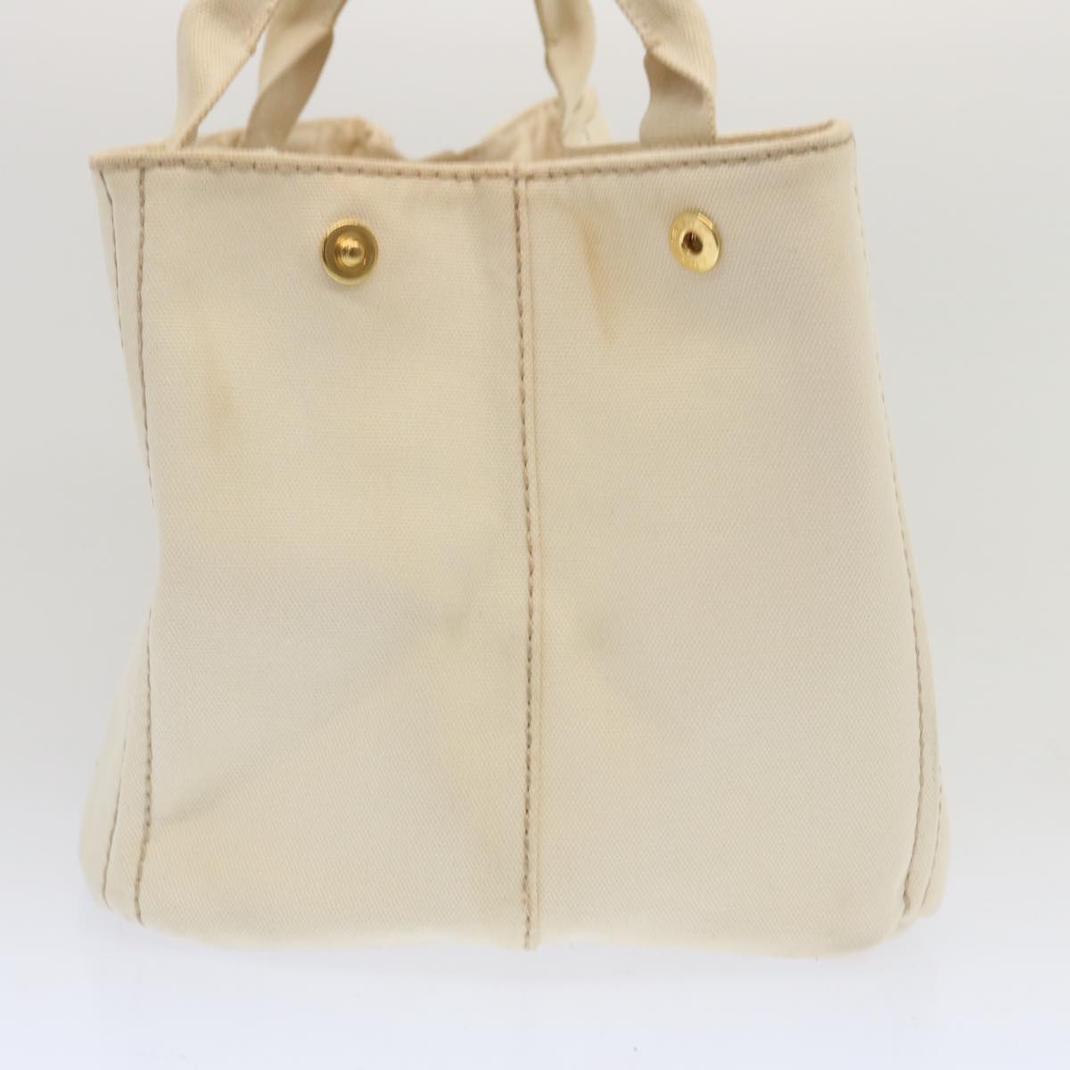 PRADA Canapa MM Hand Bag Canvas 2way Cream Auth 67331