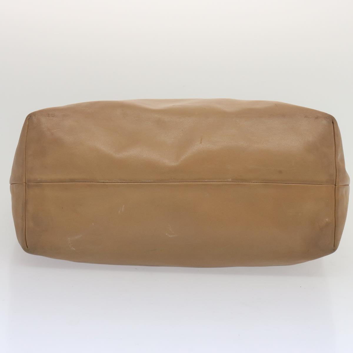 PRADA Tote Bag Leather 2way Beige Auth 67339