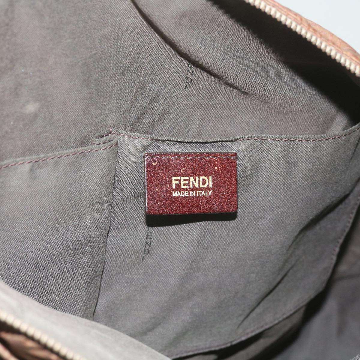 FENDI Zucchino Canvas Shoulder Bag Brown Auth 67343