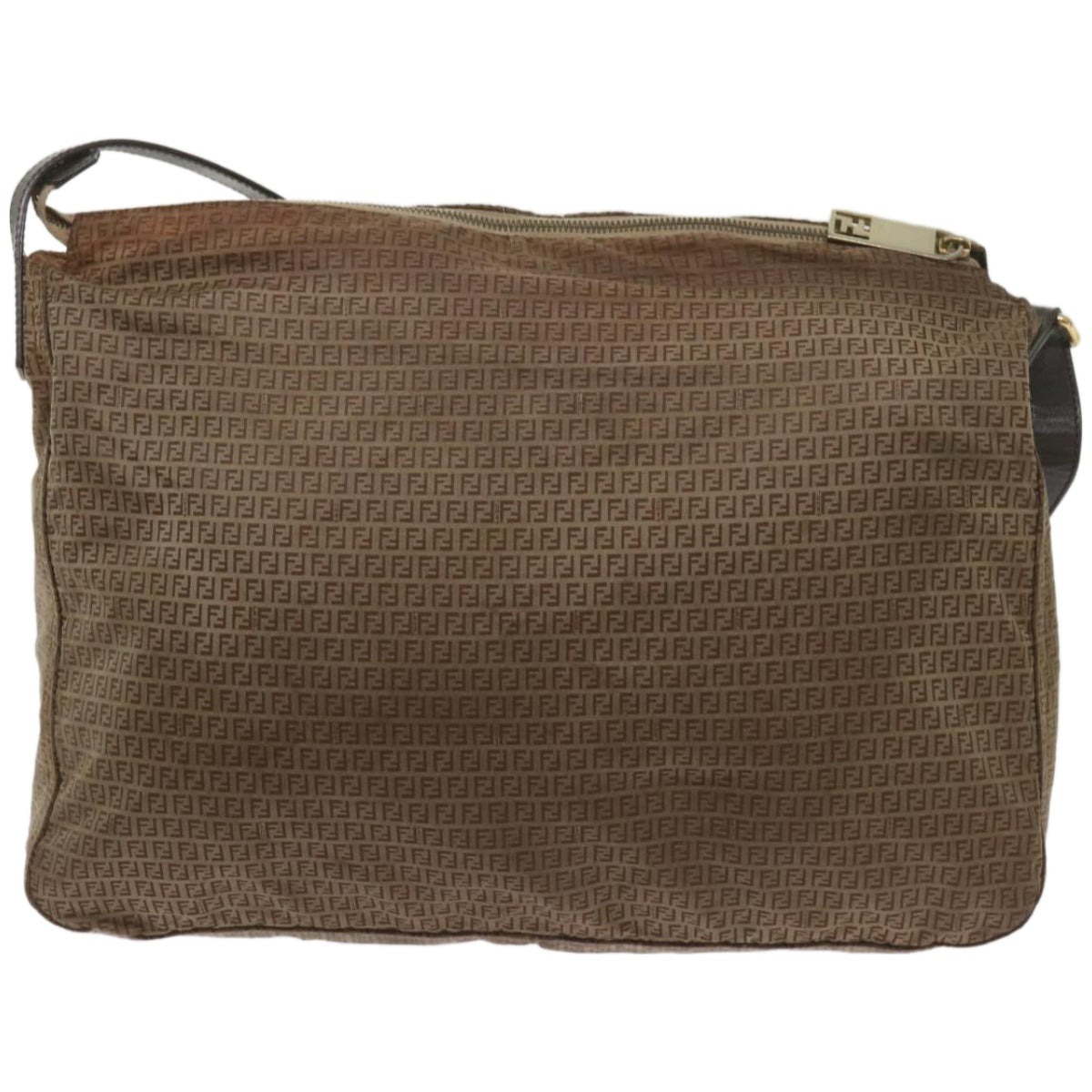 FENDI Zucchino Canvas Shoulder Bag Brown Auth 67343 - 0