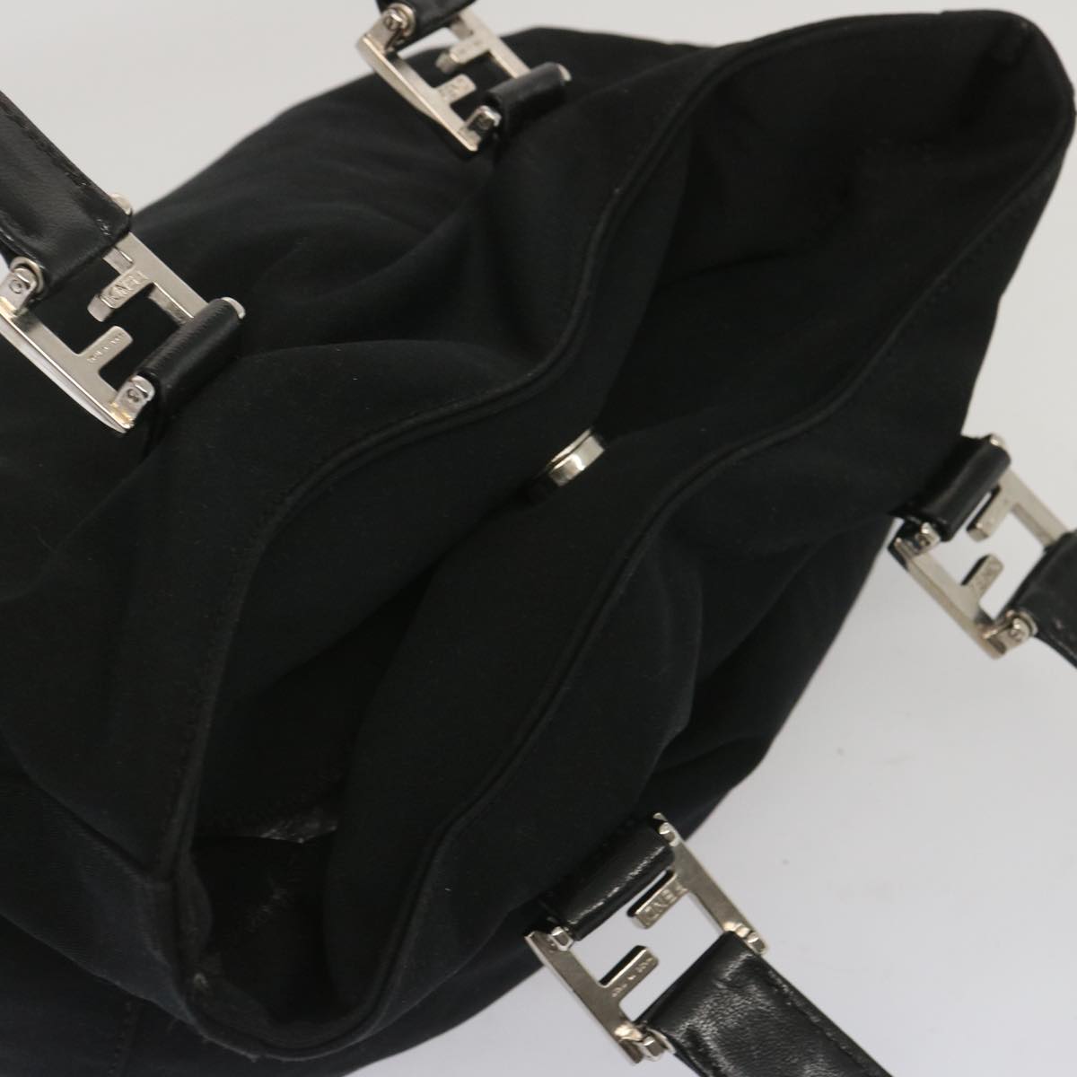 FENDI Hand Bag Nylon Black Auth 67349