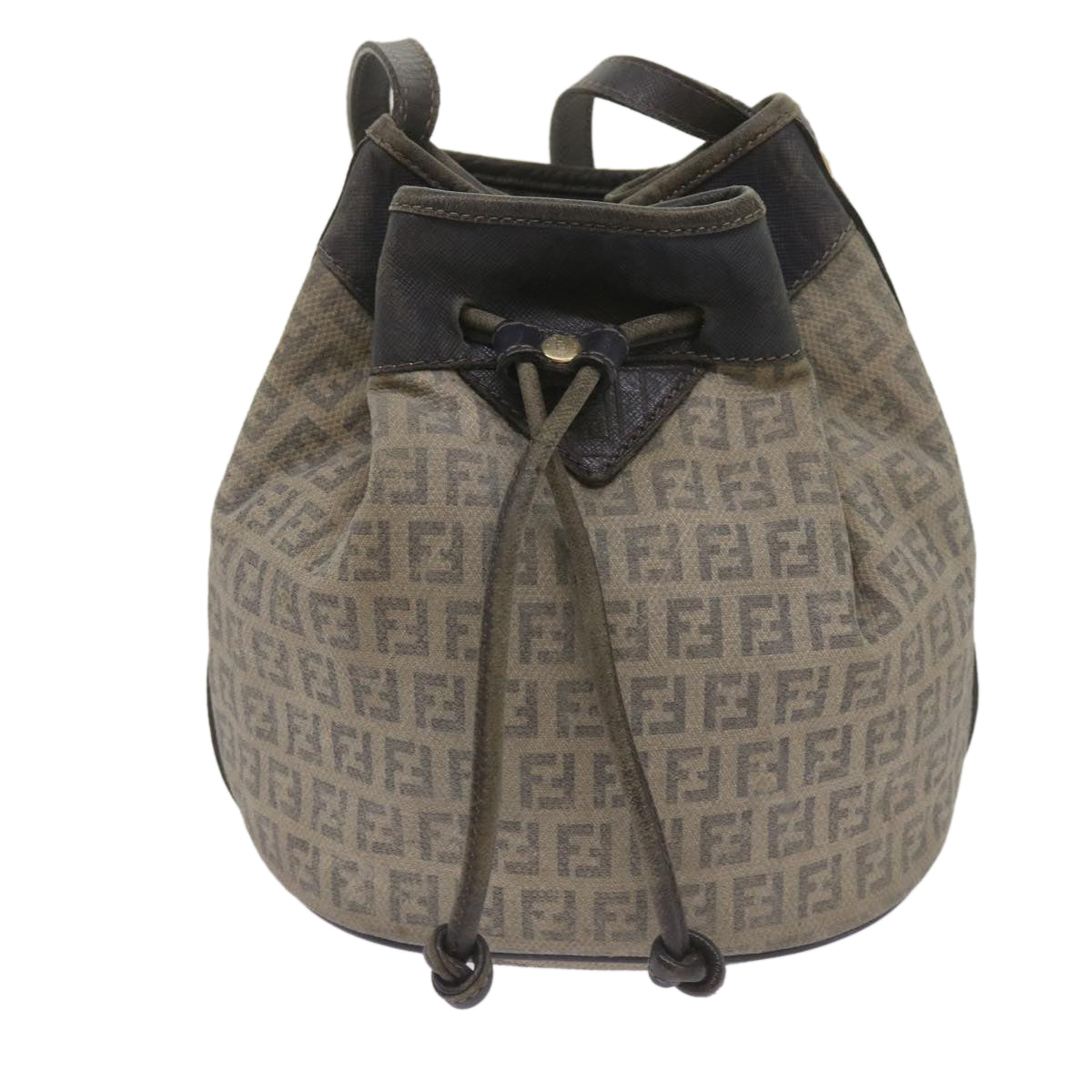 FENDI Zucchino Canvas Shoulder Bag Navy Auth 67351