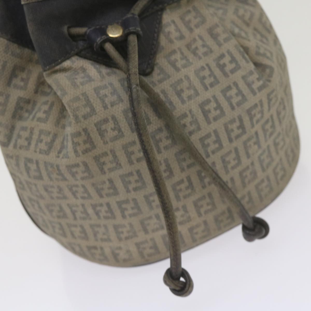 FENDI Zucchino Canvas Shoulder Bag Navy Auth 67351
