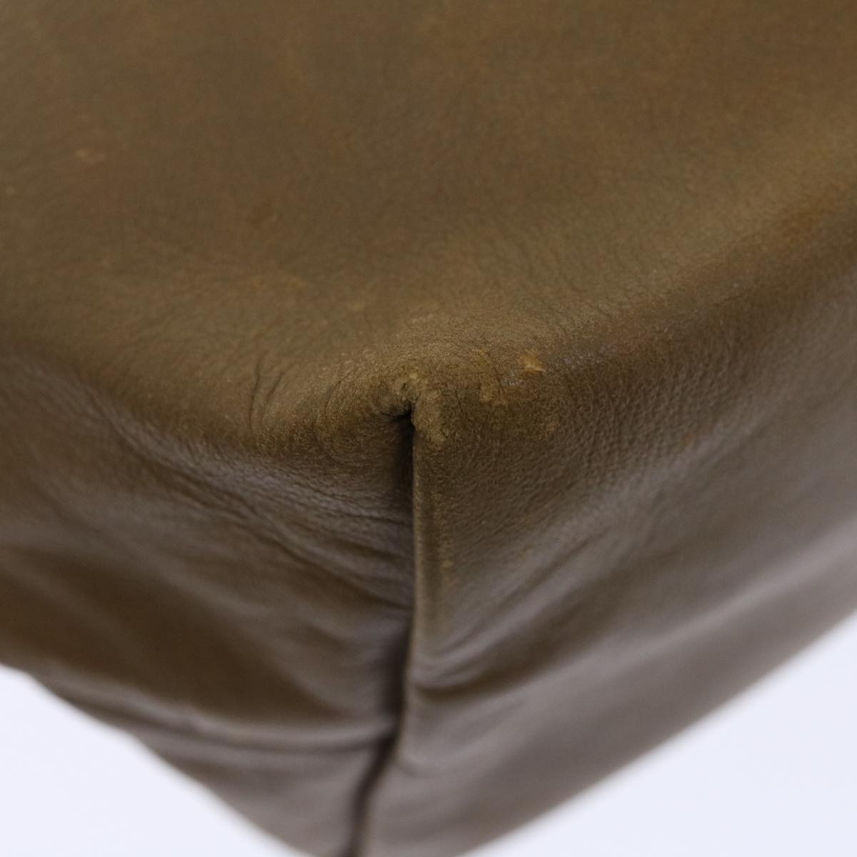 FENDI Tote Bag Leather Beige Auth 67352