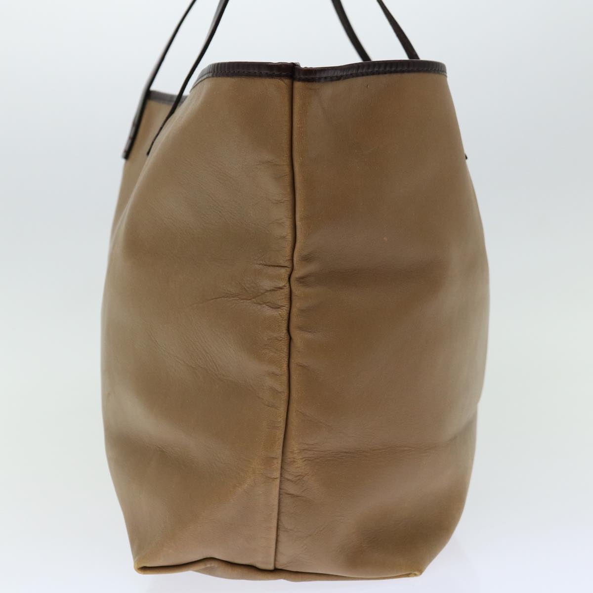 FENDI Tote Bag Leather Beige Auth 67352