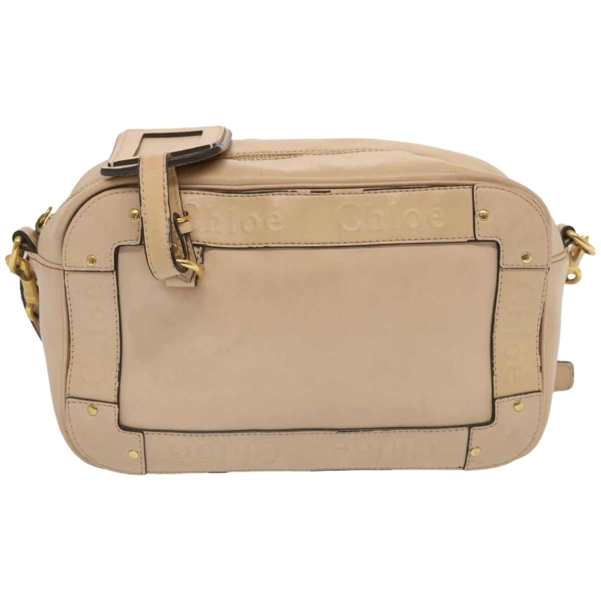 Chloe Eden Shoulder Bag Leather Beige 01 12 62 65 Auth 67379