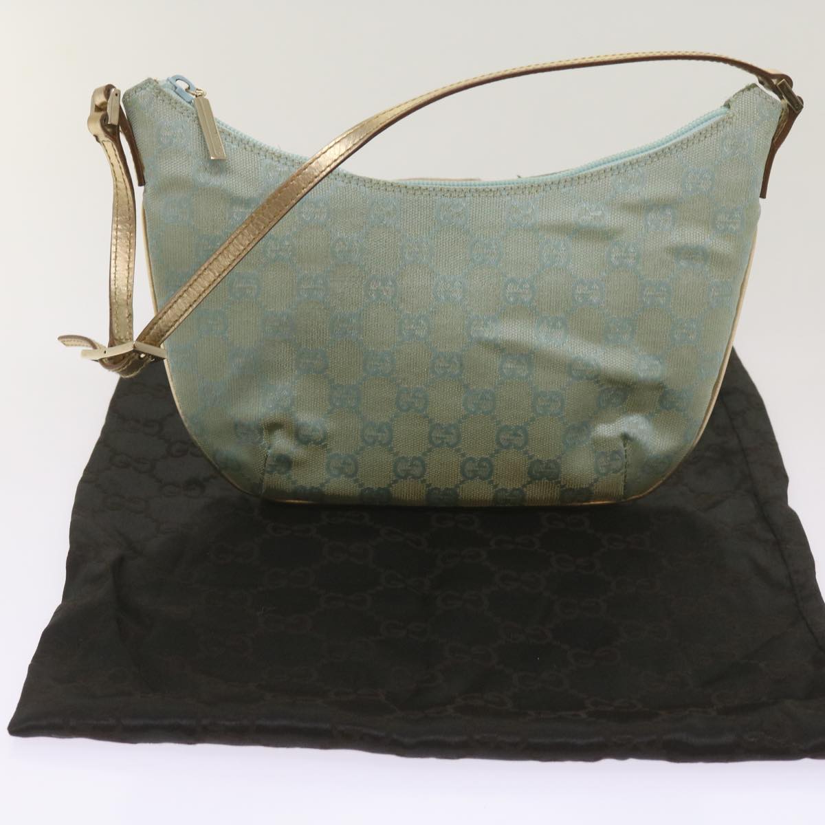 GUCCI GG Canvas Shoulder Bag Light Blue 005 0813 Auth 67392