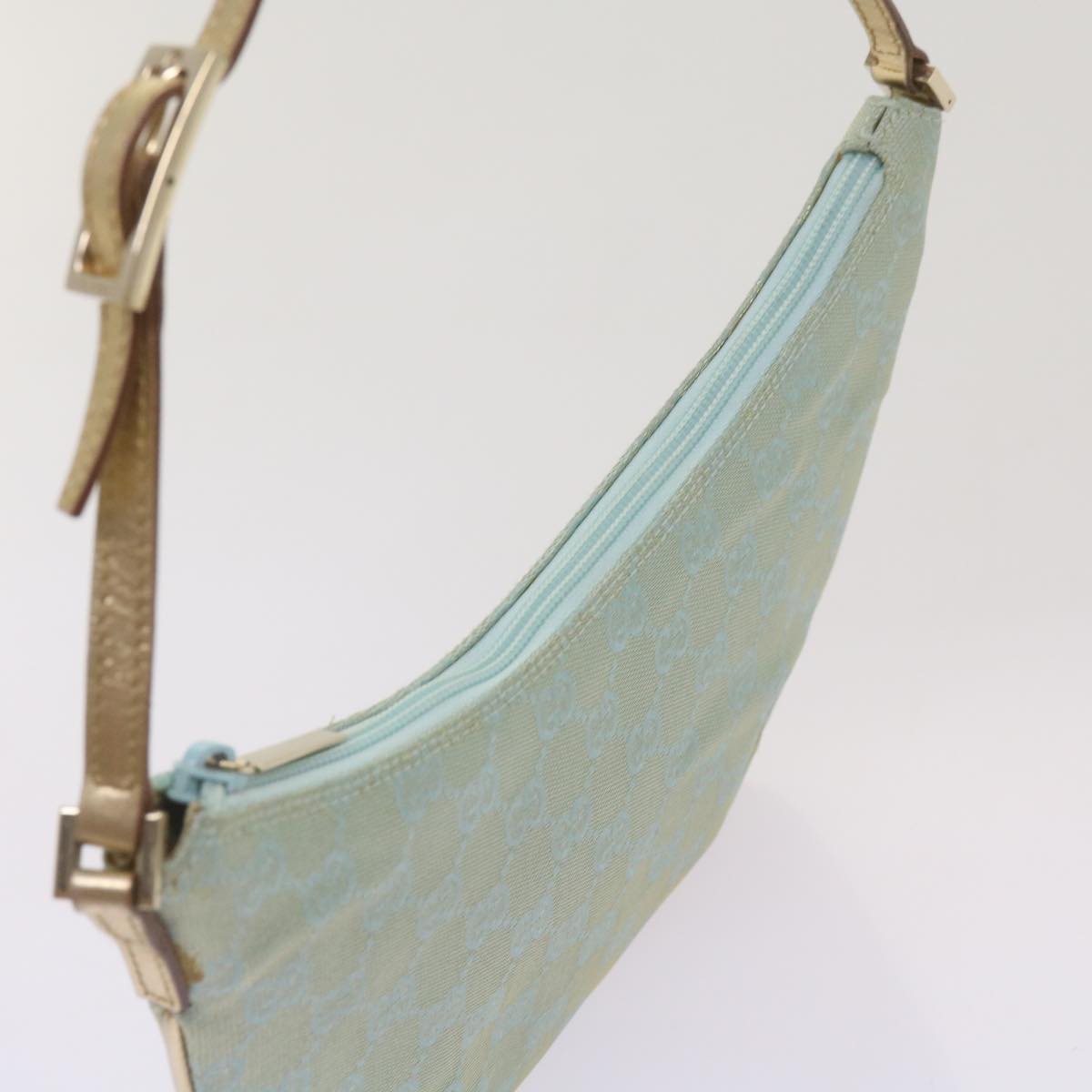 GUCCI GG Canvas Shoulder Bag Light Blue 005 0813 Auth 67392