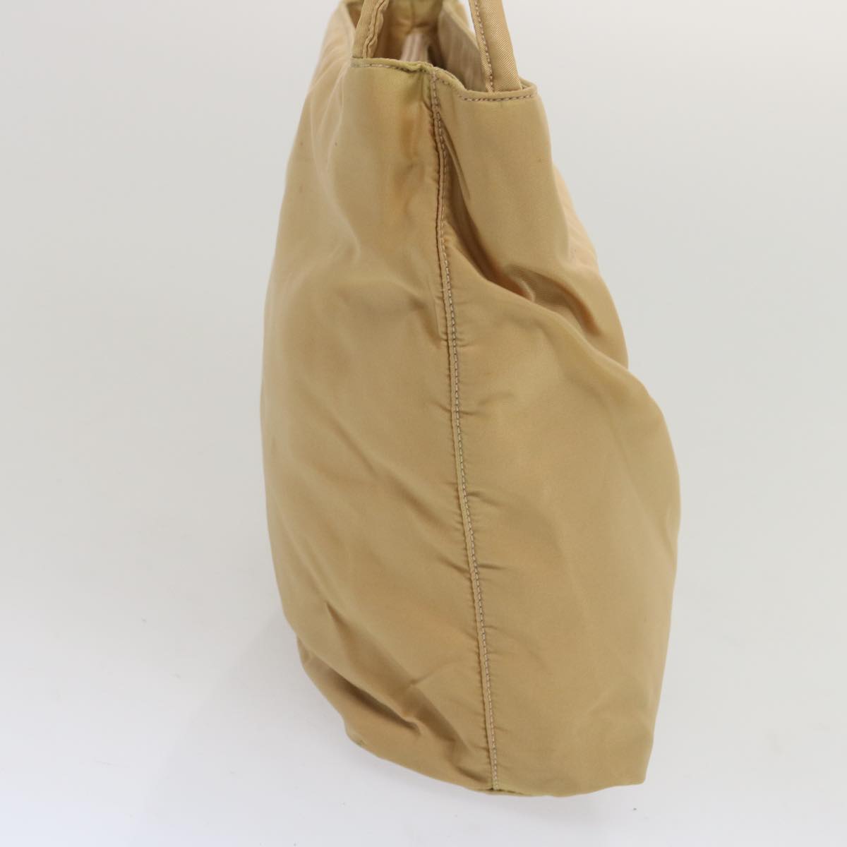 PRADA Tote Bag Nylon Beige Auth 67415