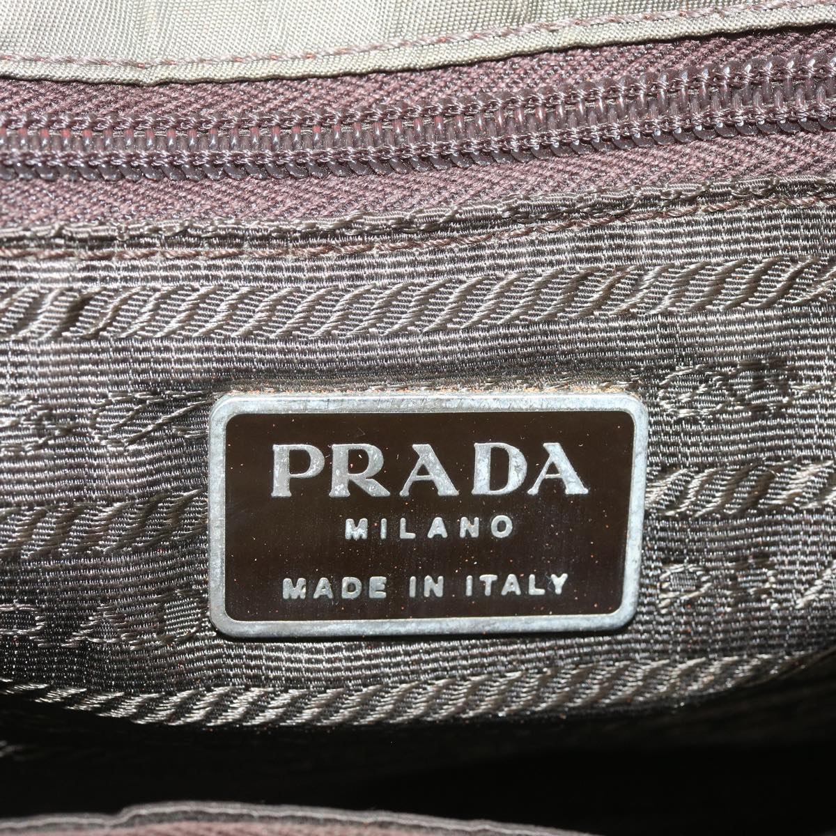 PRADA Tote Bag Nylon Khaki Auth 67418