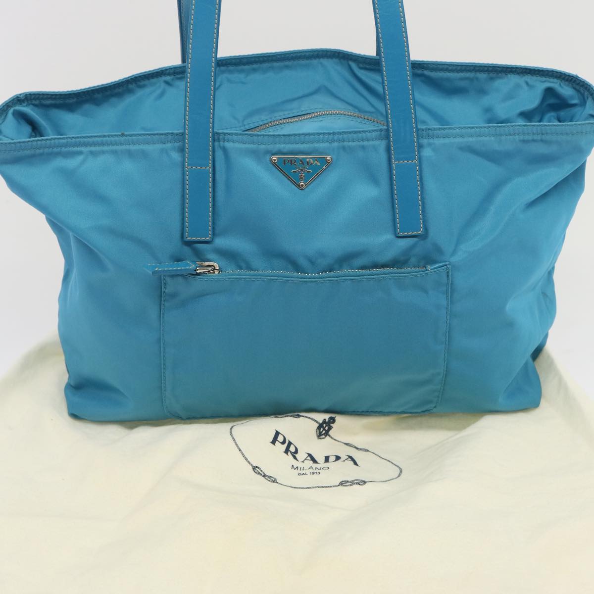 PRADA Tote Bag Nylon Light Blue Auth 67419