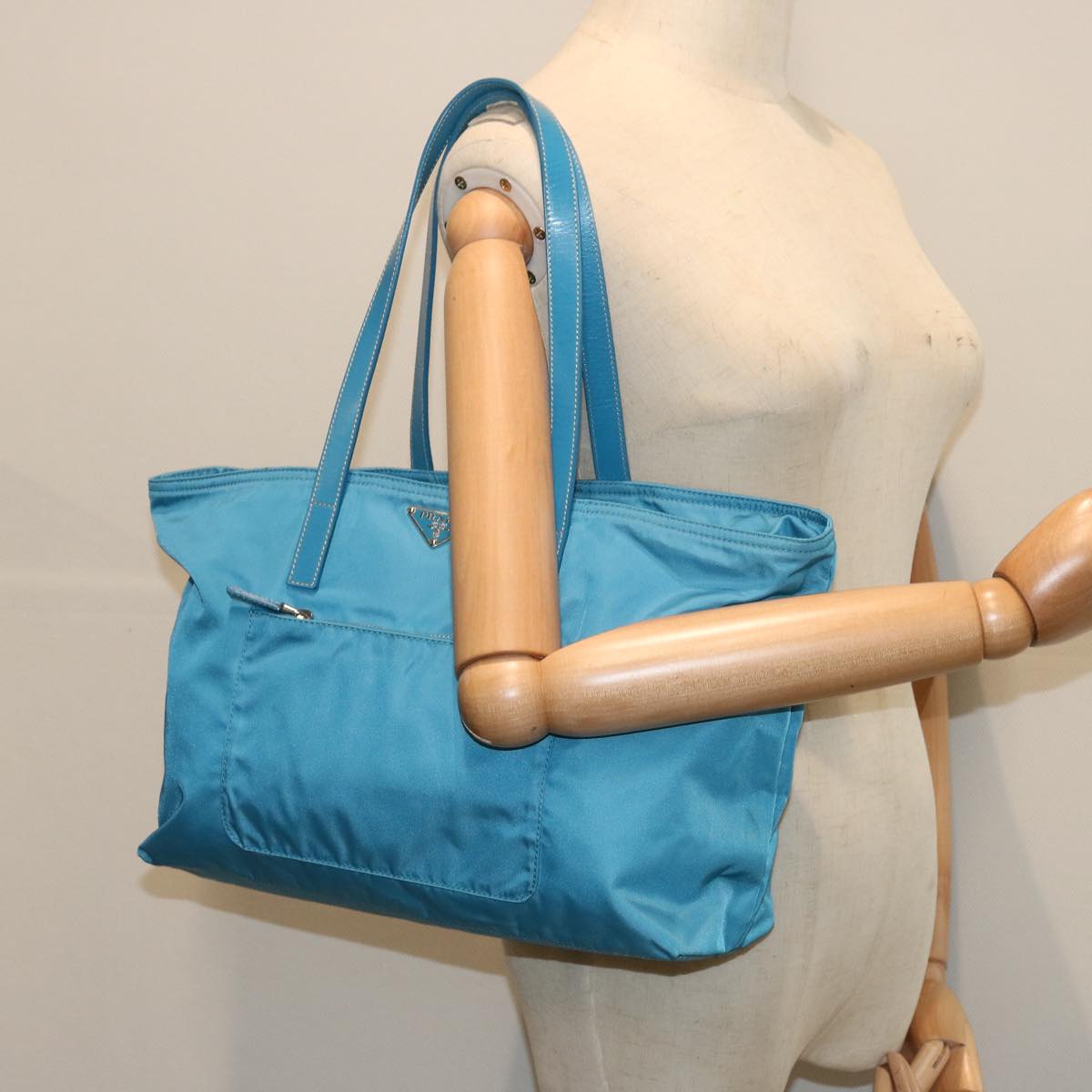 PRADA Tote Bag Nylon Light Blue Auth 67419