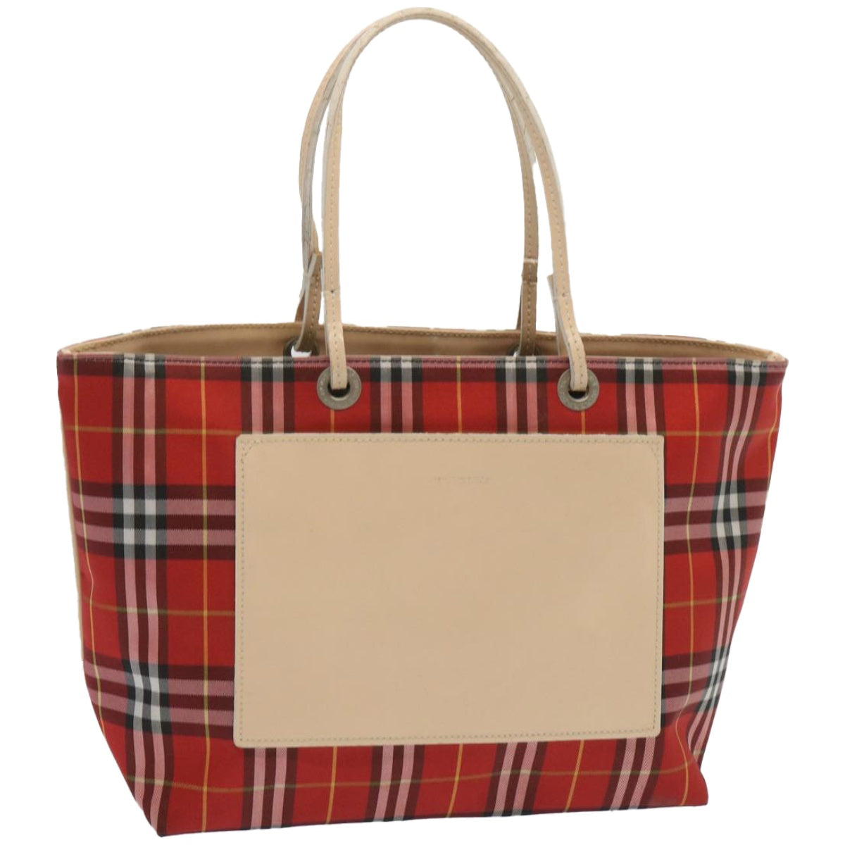 BURBERRY Nova Check Hand Bag Nylon Red Auth 67441