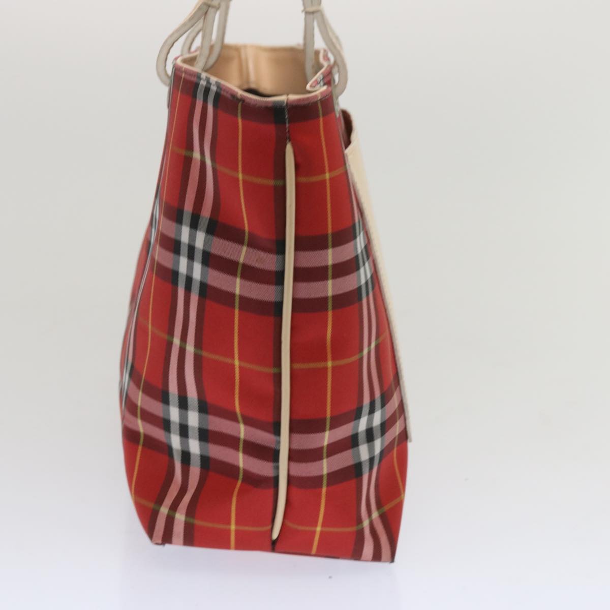 BURBERRY Nova Check Hand Bag Nylon Red Auth 67441