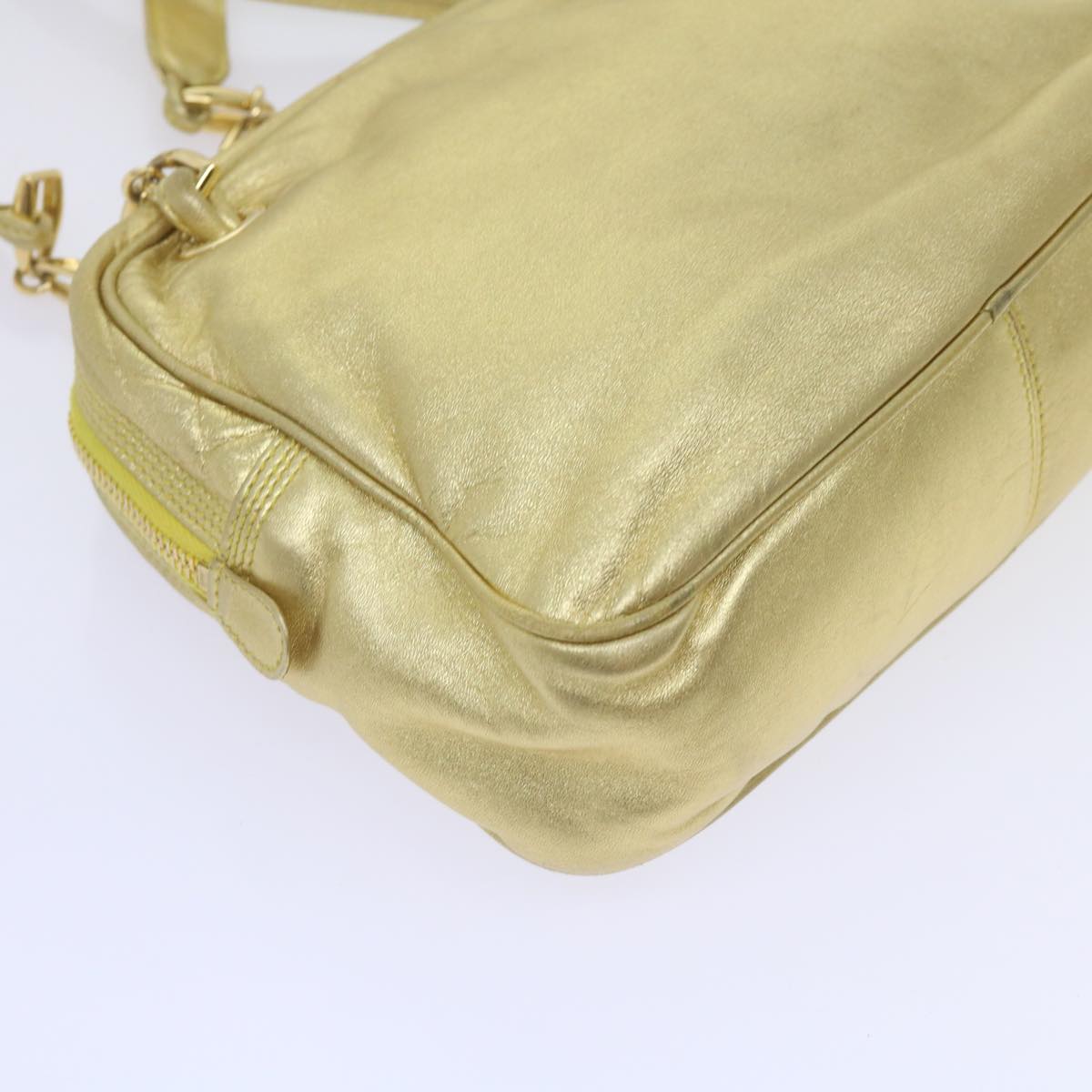 LOEWE Chain Shoulder Bag Leather Gold Tone Auth 67443