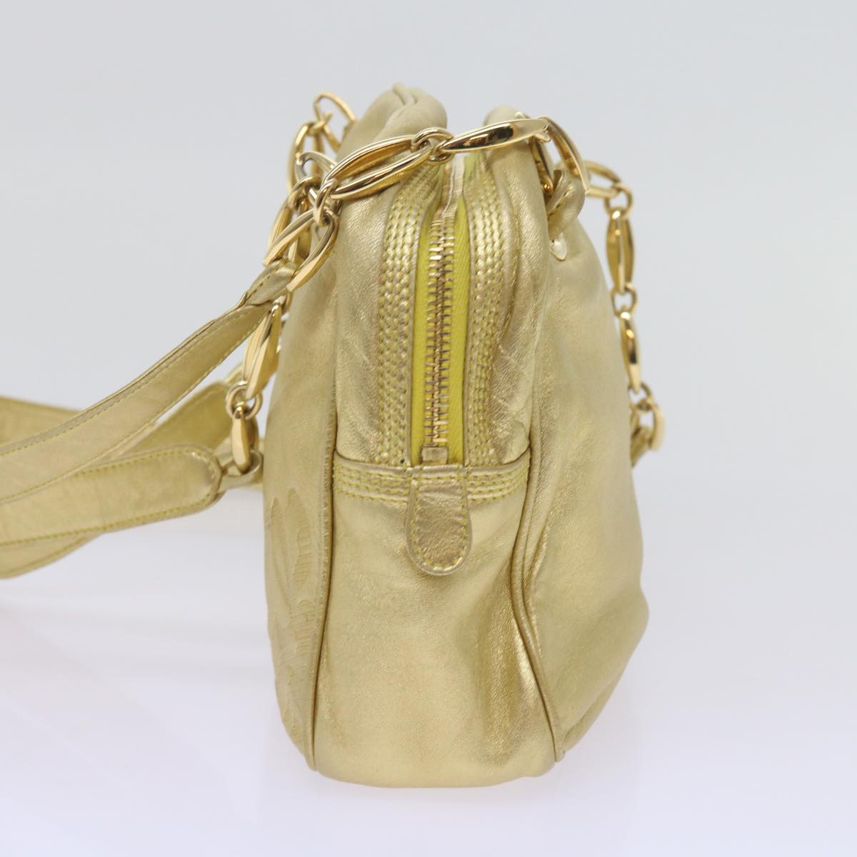 LOEWE Chain Shoulder Bag Leather Gold Tone Auth 67443