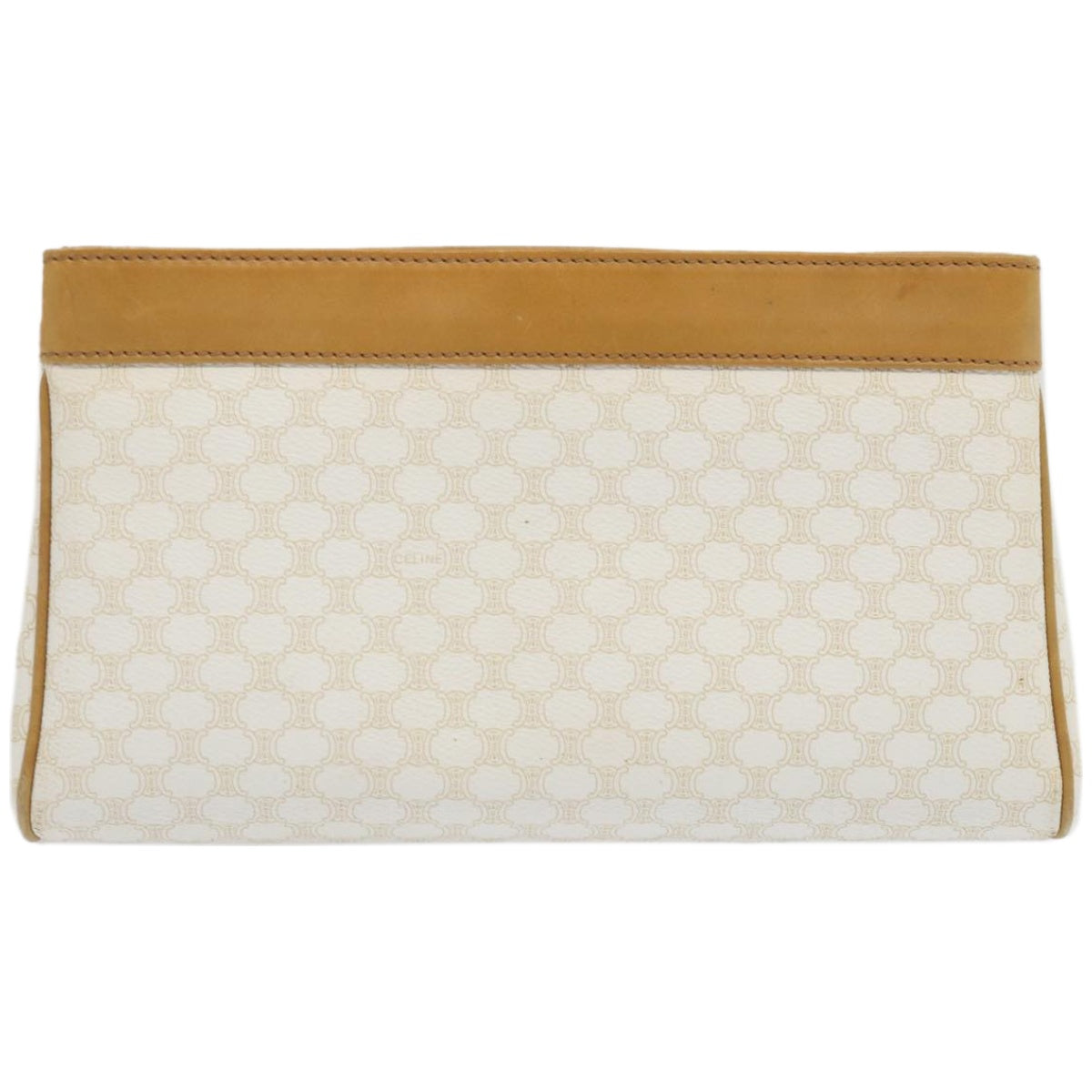 CELINE Macadam Canvas Clutch Bag PVC Leather White Auth 67446 - 0