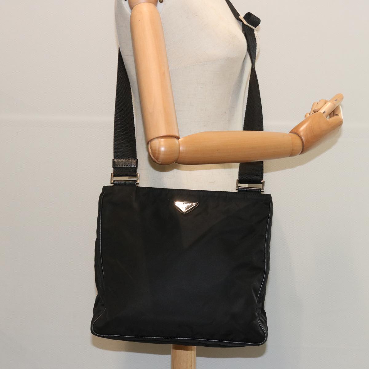 PRADA Shoulder Bag Nylon Black Auth 67447