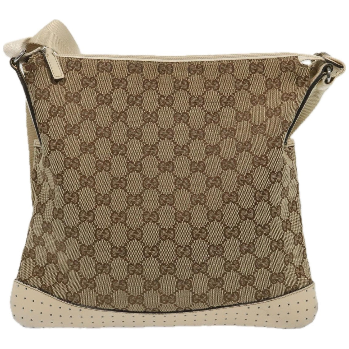 GUCCI GG Canvas Shoulder Bag Beige 145857 Auth 67450 - 0