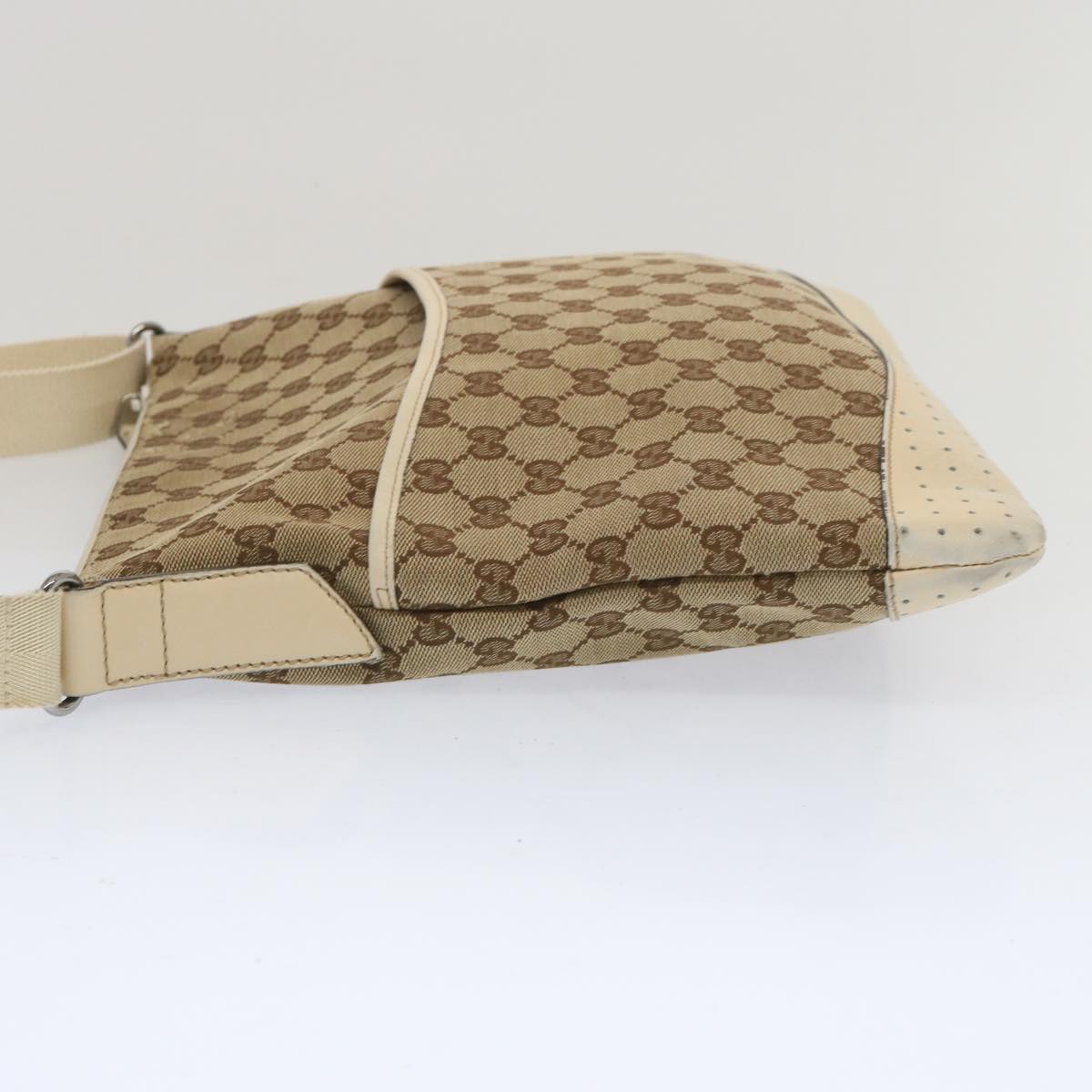 GUCCI GG Canvas Shoulder Bag Beige 145857 Auth 67450