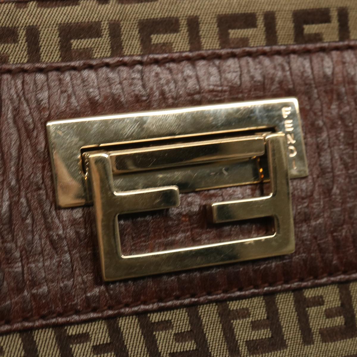 FENDI Zucchino Canvas Hand Bag Brown Auth 67454